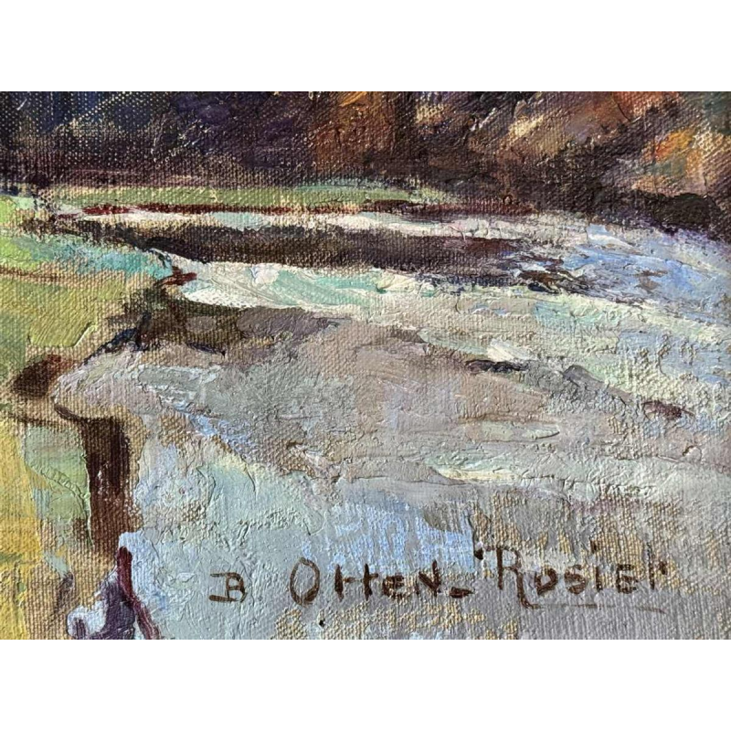 Berthe Otten-Rosier 'Landschap, Ourthevallei ?' schilderij olieverf op doek