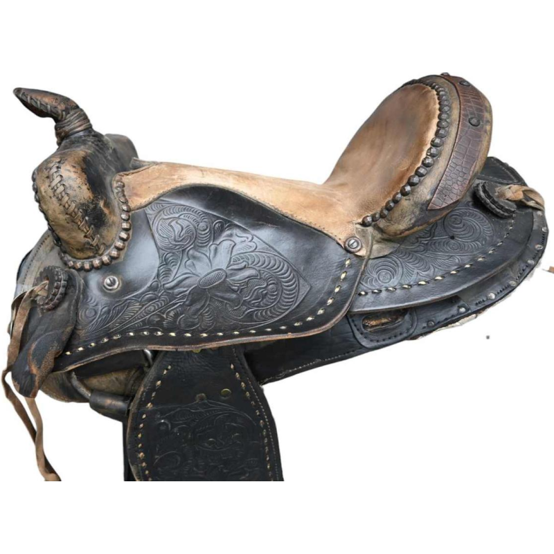Vintage western paardenzadel rijkelijk versierd, midden 20e eeuw