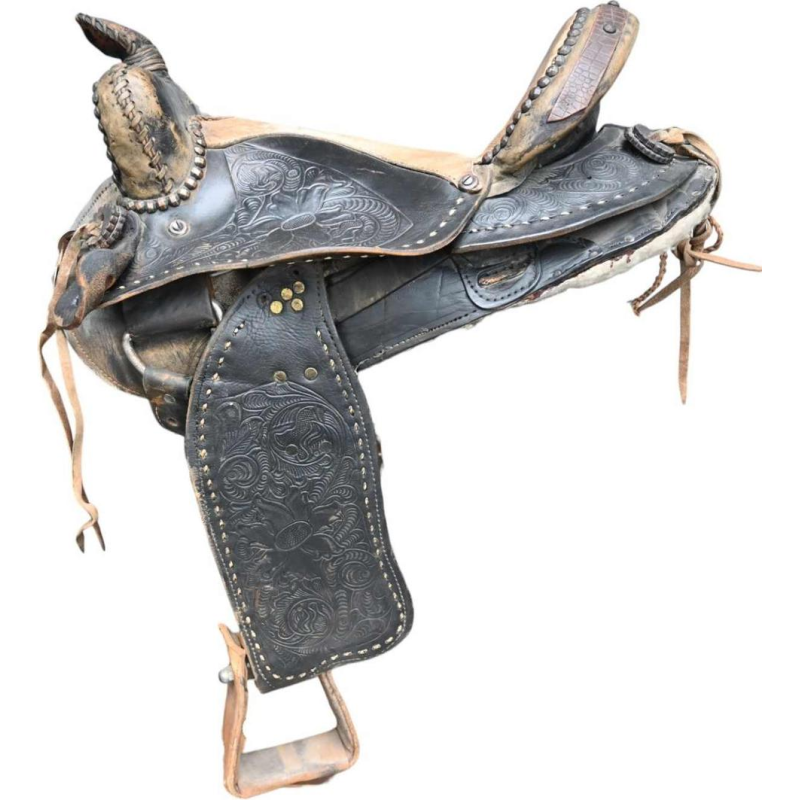 Selle de cheval Western richement décorée, milieu 20ème siècle