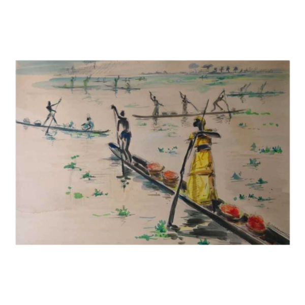 Paul Daxhelet, African watercolor, mid-20th century