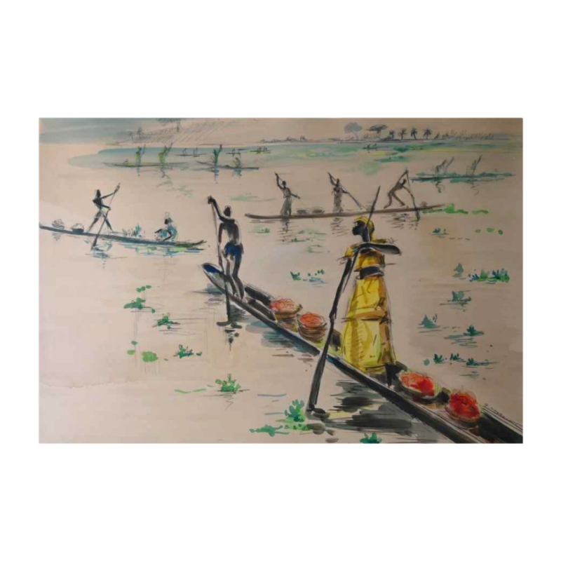 Paul Daxhelet, Afrikaanse aquarel, midden 20e eeuw