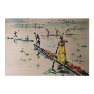 Paul Daxhelet, Afrikaanse aquarel, midden 20e eeuw