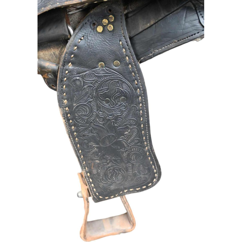 Vintage western horse saddle, richly decorated, mid 20th century