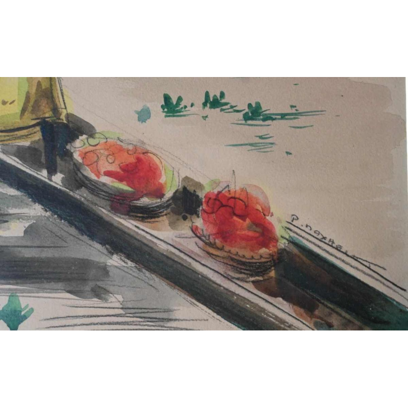 Paul Daxhelet, aquarelle africaniste, milieu du XXe siècle