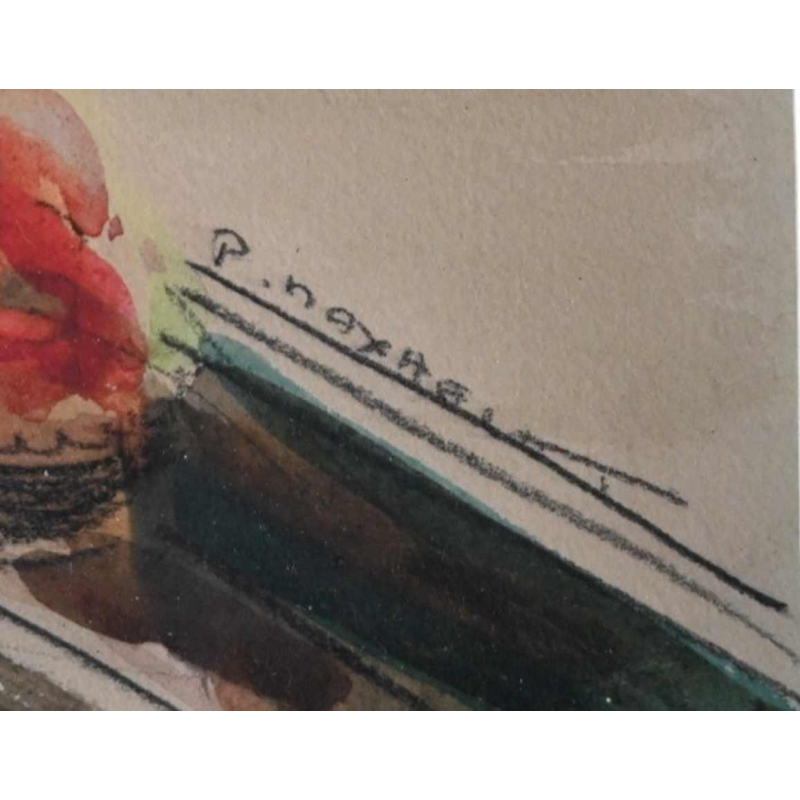 Paul Daxhelet, Afrikaanse aquarel, midden 20e eeuw