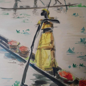 Paul Daxhelet, Afrikaanse aquarel, midden 20e eeuw