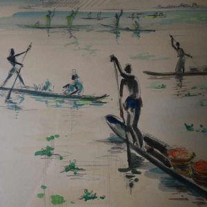 Paul Daxhelet, Afrikaanse aquarel, midden 20e eeuw