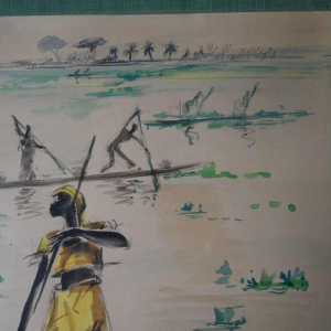 Paul Daxhelet, Afrikaanse aquarel, midden 20e eeuw