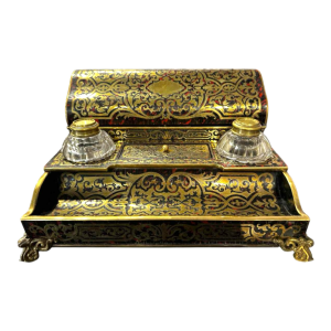 Schildpad en messing inktpot in de Boulle stijl, Napoleon III periode, eind 19e eeuw