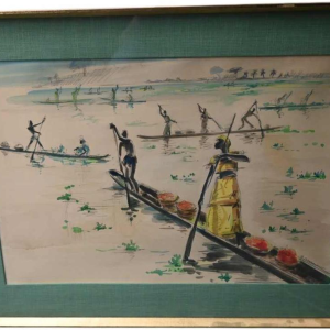 Paul Daxhelet, Afrikaanse aquarel, midden 20e eeuw