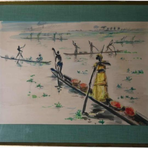 Paul Daxhelet, aquarelle africaniste, milieu du XXe siècle