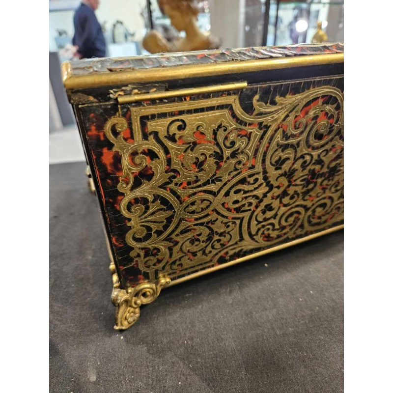 Schildpad en messing inktpot in de Boulle stijl, Napoleon III periode, eind 19e eeuw