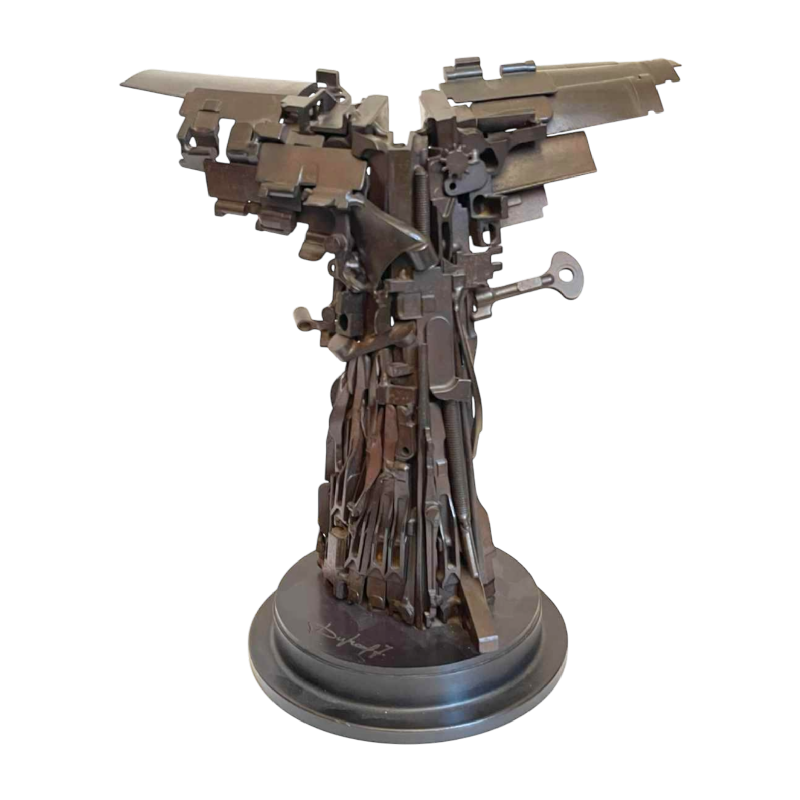 JACQUES DUFRANE La Victoire de Samothrace brutalist sculpture in welded steel / patinated assembly, ca 2000