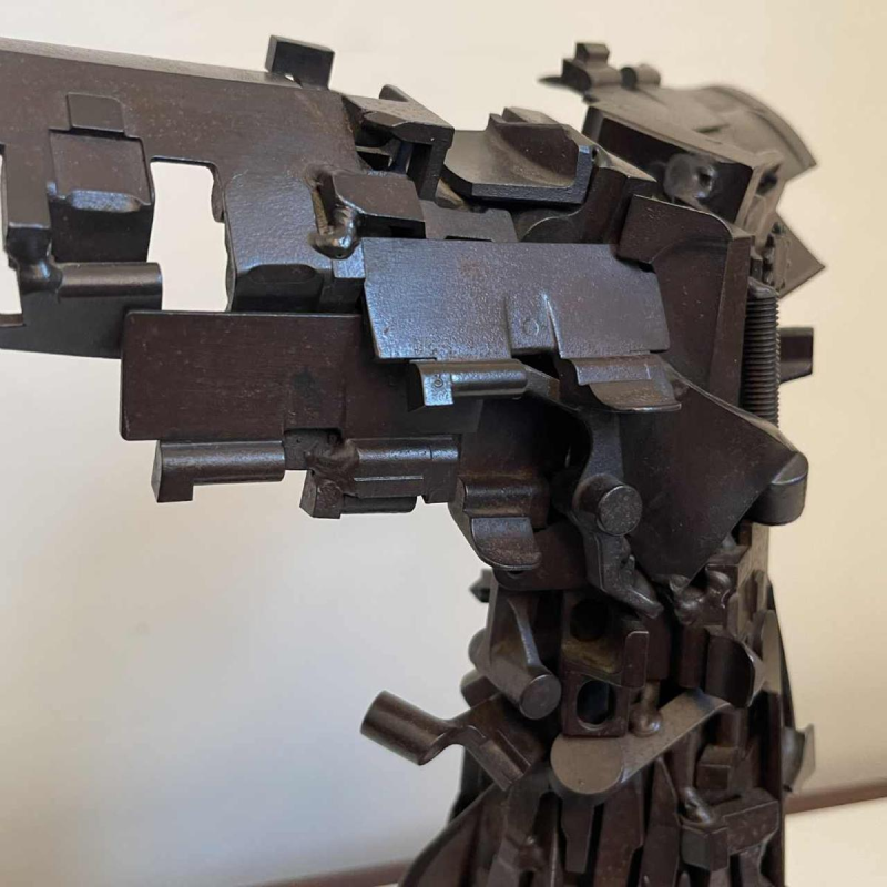 JACQUES DUFRANE 'La Victoire de Samothrace' sculpture brutaliste en acier soude´ / assemblage patine´, ca 2000