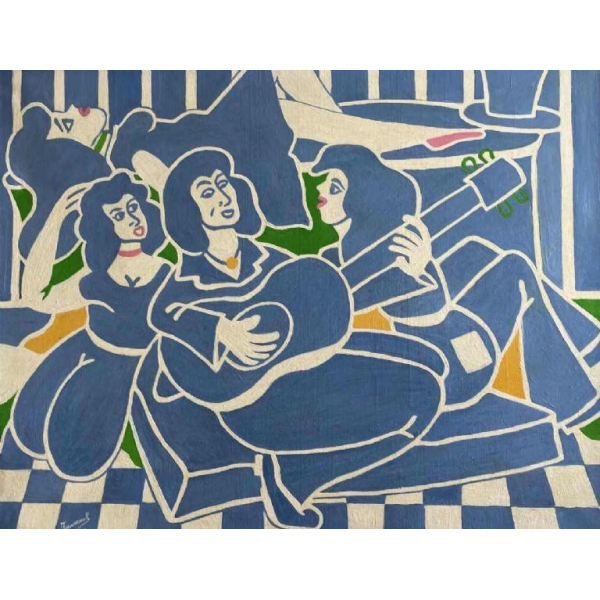 TAVERNEL: « Fin de soirée » 1976 huile sur toile Pop Art