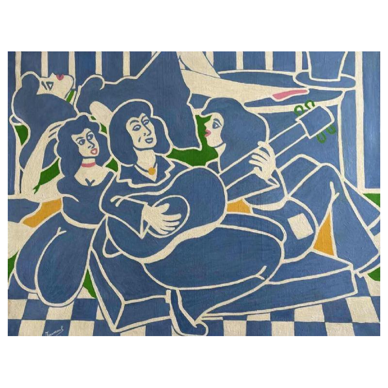TAVERNEL: « Fin de soirée » 1976 huile sur toile Pop Art