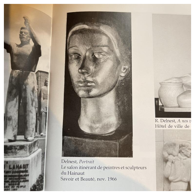 ROBERT DELNEST ' Gezicht vrouw ' sculptuur portret / buste in brons 1961
