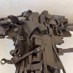 JACQUES DUFRANE 'La Victoire de Samothrace' sculpture brutaliste en acier soude´ / assemblage patine´, ca 2000