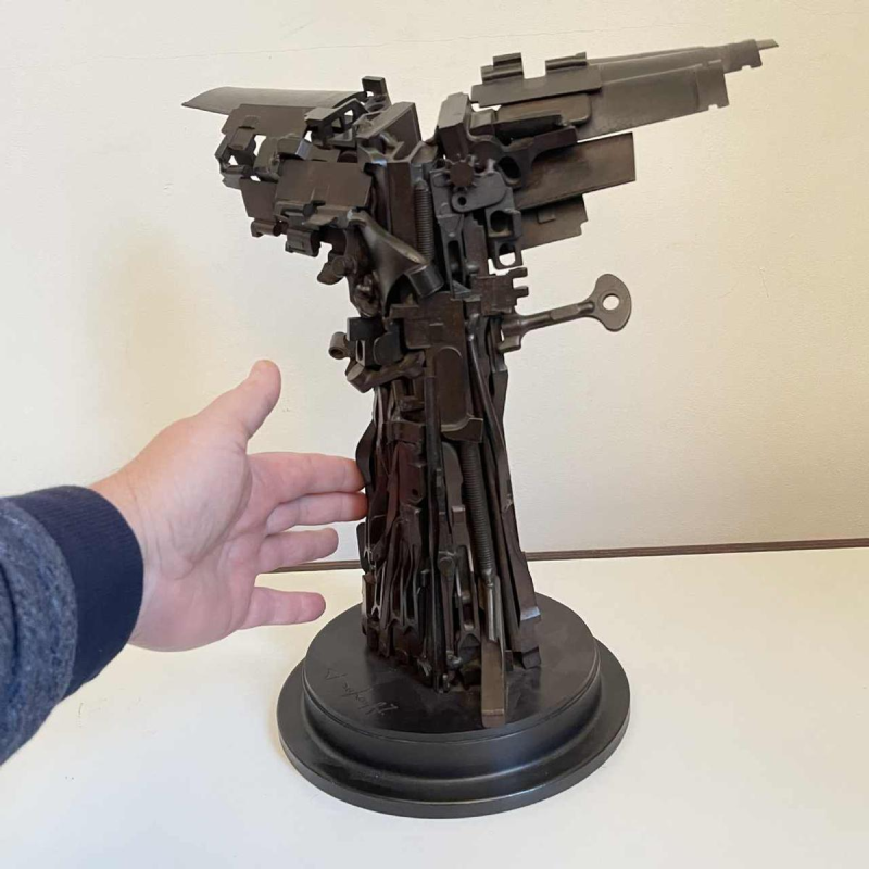 JACQUES DUFRANE 'La Victoire de Samothrace' sculpture brutaliste en acier soude´ / assemblage patine´, ca 2000