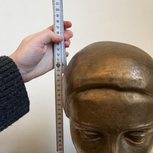 ROBERT DELNEST  Woman's face  sculpture portrait / bust in bronze 1961