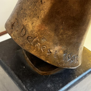 ROBERT DELNEST ' Visage de femme ' sculpture portrait / buste en bronze 1961