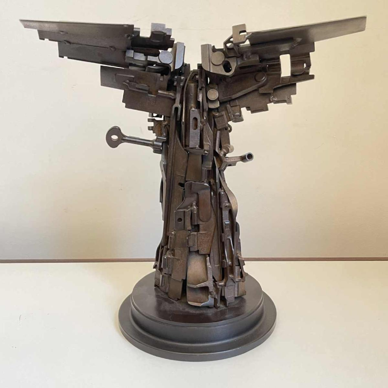 JACQUES DUFRANE La Victoire de Samothrace brutalist sculpture in welded steel / patinated assembly, ca 2000