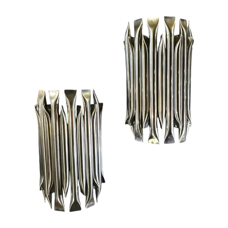 RAAK Concorde pair of sconces wall lights, organ pipe type in brushed aluminium, ca 1970