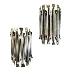 RAAK Concorde pair of sconces wall lights, organ pipe type in brushed aluminium, ca 1970