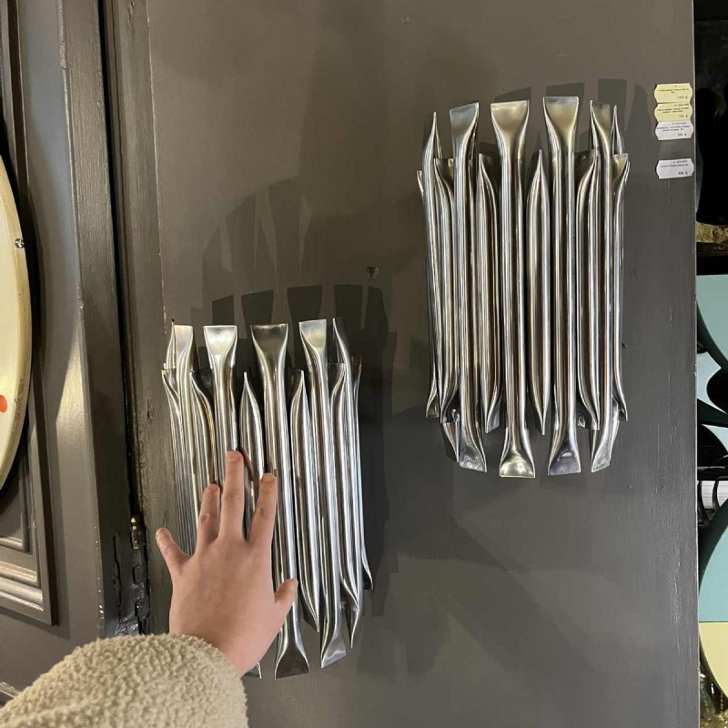 RAAK 'Concorde' paire d'appliques murales, type 'tubes d'orgue' en aluminium brosse´, ca 1970
