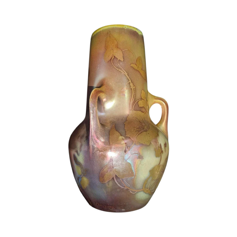 Montières, vase "courge" Art Nouveau en céramique / grès irisé, ca 1900