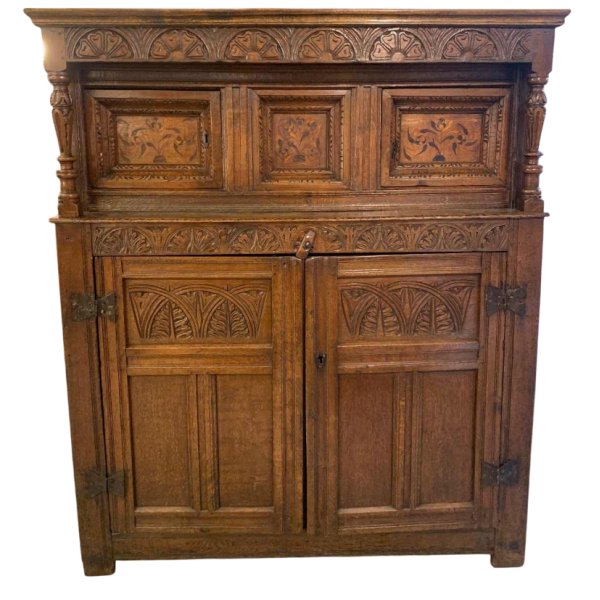 Carved and inlaid oak credenza, France, 17th century