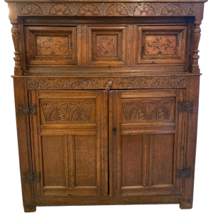 Carved and inlaid oak credenza, France, 17th century
