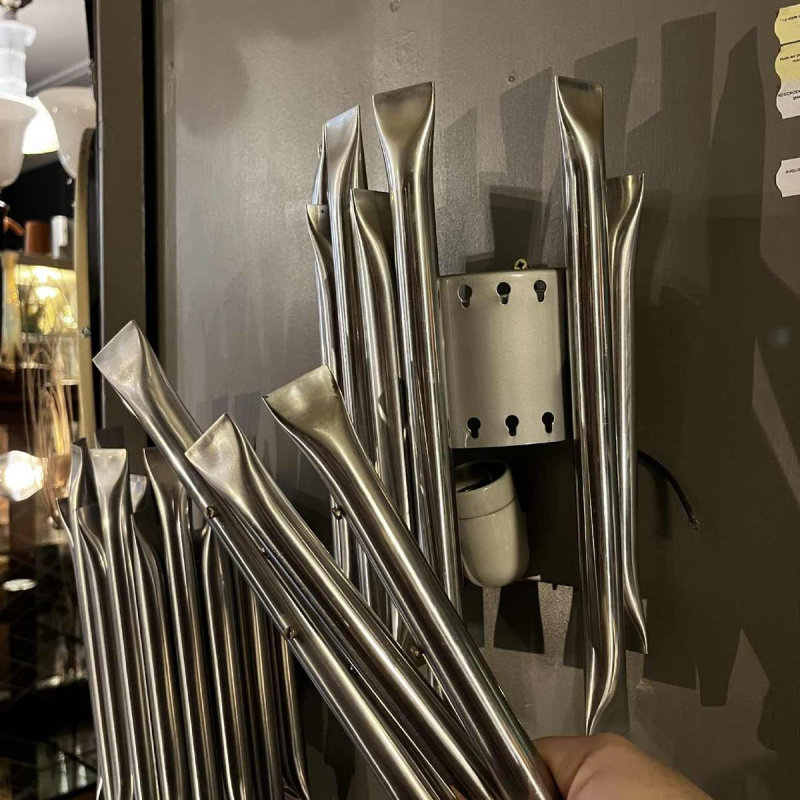 RAAK Concorde pair of sconces wall lights, organ pipe type in brushed aluminium, ca 1970