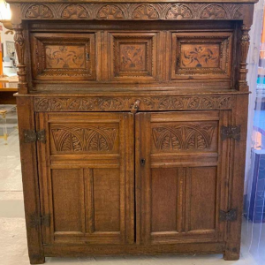 Carved and inlaid oak credenza, France, 17th century