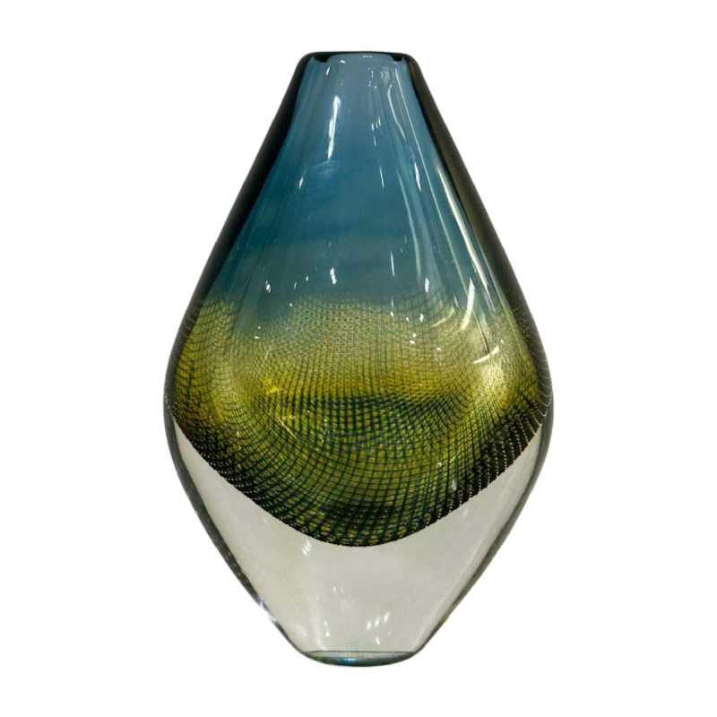 Sven Palmqvist voor Orrefors, Kraka vaas N.349, geblazen glas met luchtbellen, midden 20e eeuw