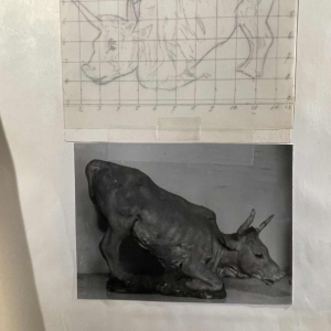 PIET PIJN, Grande Sculpture " Vache " Pie`ce Unique en Terre Cuite, ca 1940