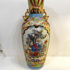Large Chinese vase (92cm) decorated with birds and flowers, 20th c