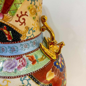 Grand vase chinois (92cm) à décor d'oiseaux et de fleurs, XXe s