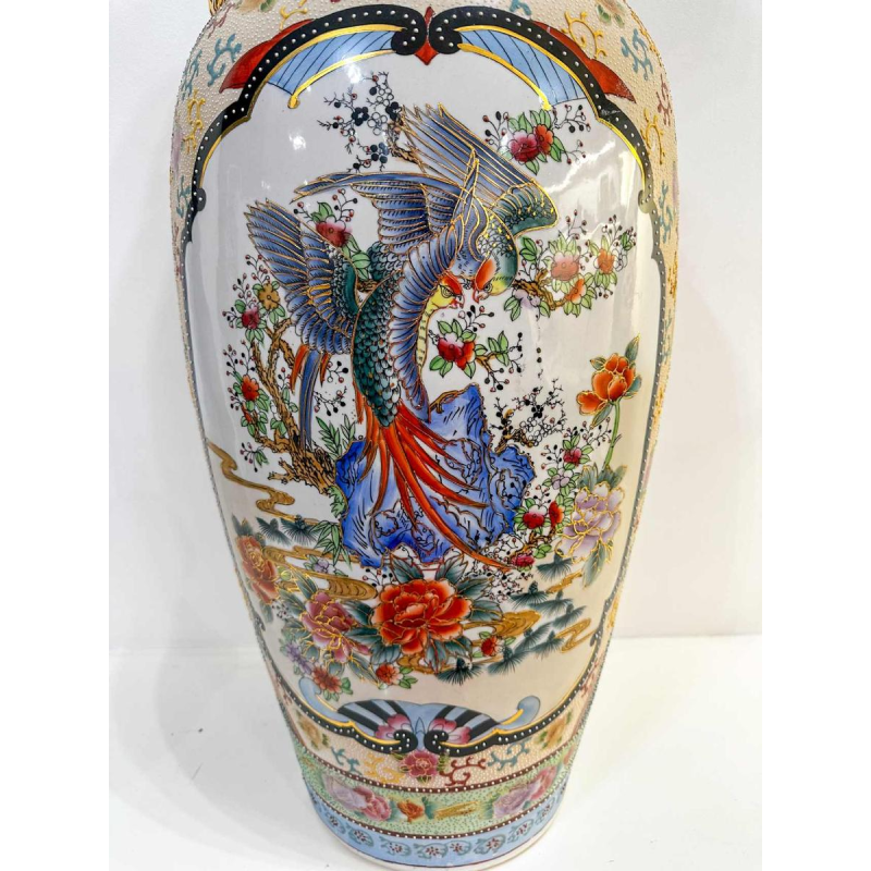 Large Chinese vase (92cm) decorated with birds and flowers, 20th c