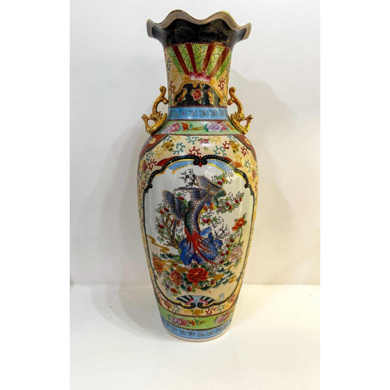 Large Chinese vase (92cm) decorated with birds and flowers, 20th c
