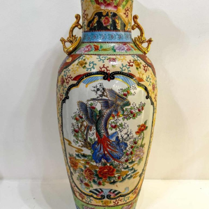 Large Chinese vase (92cm) decorated with birds and flowers, 20th c