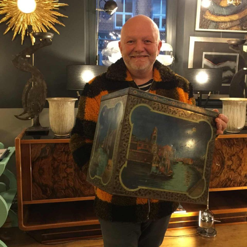 BEKKERS & ZOON Holland, Large Biscuit / Coffee Tin Box, Venetian decor, ca. 1900