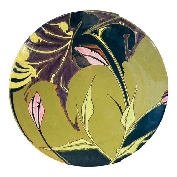 ZUID HOLLAND PLATEELBAKKERIJ "VDH", Large Art Nouveau Ceramic Dish, ca 1910