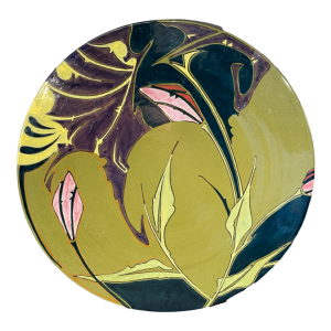 ZUID HOLLAND PLATEELBAKKERIJ " VDH ", Grand Plat Art Nouveau Céramique, ca 1910