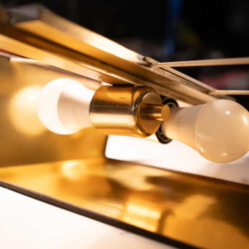 DEKNUDT, paar verguld messing wandlampen, Hollywood Regency stijl, ca 1970