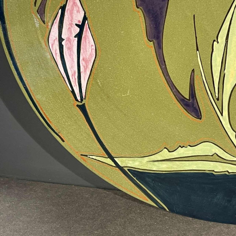 ZUID HOLLAND PLATEELBAKKERIJ "VDH", Large Art Nouveau Ceramic Dish, ca 1910