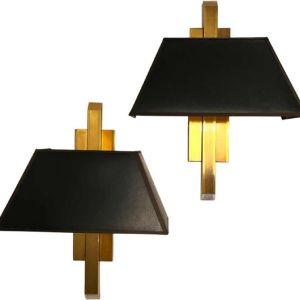 DEKNUDT, paar verguld messing wandlampen, Hollywood Regency stijl, ca 1970