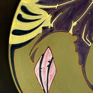 ZUID HOLLAND PLATEELBAKKERIJ " VDH ", Grand Plat Art Nouveau Céramique, ca 1910