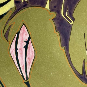 ZUID HOLLAND PLATEELBAKKERIJ "VDH", Grote Art Nouveau Keramiek Schaal, ca 1910