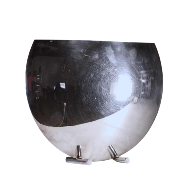 Ennio Passini Voor Fratelli Cassetti,Verzilverde Metalen Vaas Italië, Het Jaar 1970's